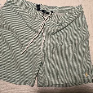 New With Tags Polo Ralph Lauren Men’s Seersucker Bathing Suit Green & White XXL